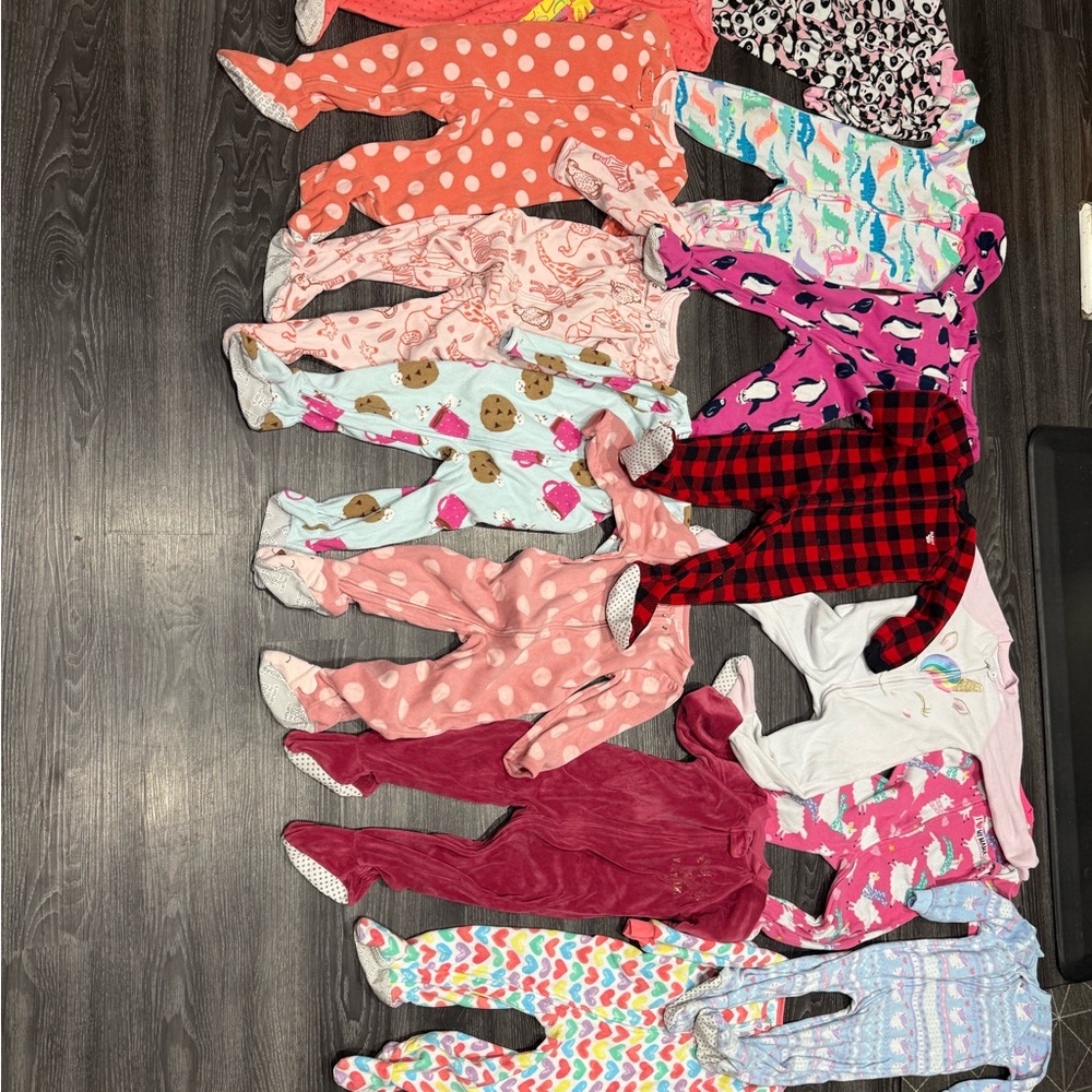 Huge lot or bundle of 2T pajamas footed sleepers - great for winter